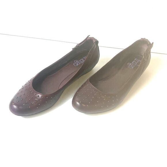 Indigo by Clarks Burgundy Leather Slip On Ballet Flats Womens 8 M Comfort Casual - Picture 2 of 14